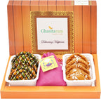 Ghasitaram Gifts Holi Sweets Holi - Sweets/Holi Hampers/Thandai Assorted Box of Gujiyas, Designer Gujiyas and Thandai