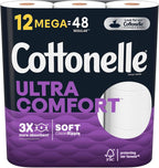 Cottonelle Ultra ComfortCare Toilet Paper - Beige, Mega Rolls (12 = 48 Regular), Soft Bath Tissue, 3408 Sheets