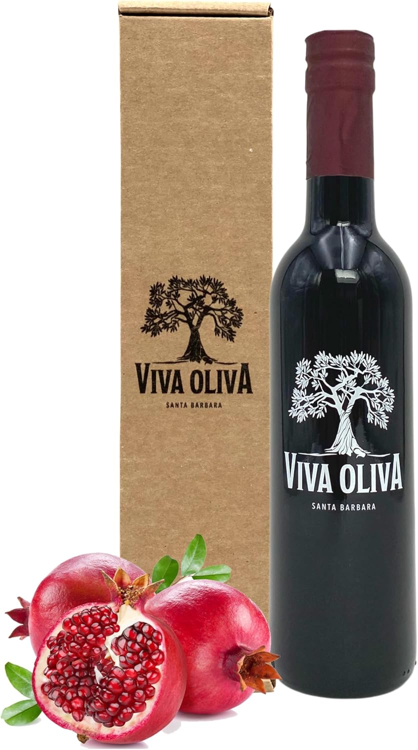 Viva Oliva Pomegranate Balsamic Vinegar - 375ml (12.7oz) - Premium Quality - 100% Natural - Barrel Aged Gourmet Balsamic from Modena, Italy