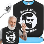 FreeNFond Funny Adult Bibs for Men Women Elderly Eating Clothing Protectors with Crumb Catcher and Coffee Spoon Gag Gifts (Man)