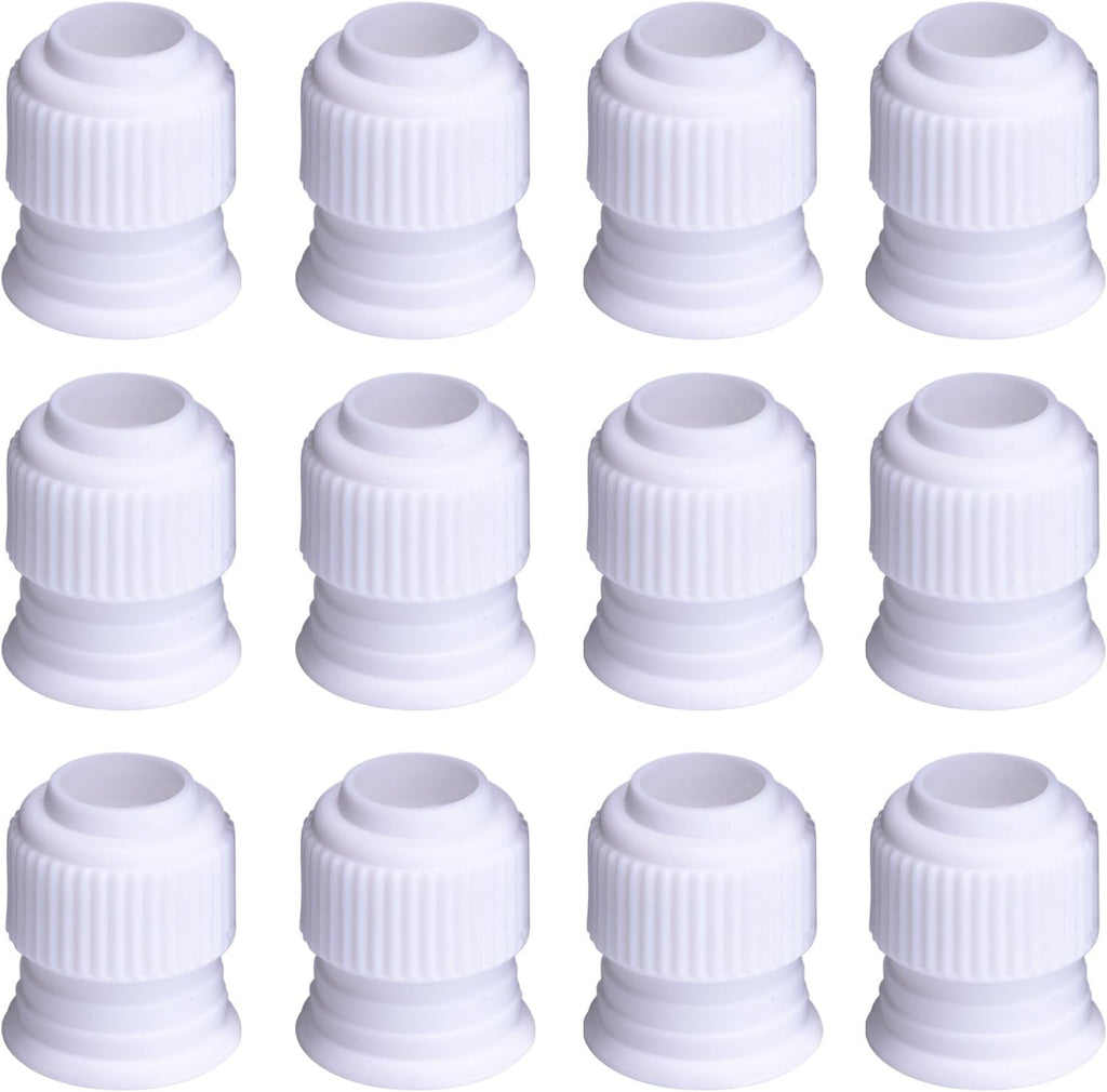 Shappy 12 Pieces Coupler Piping Bag Plastic Standard Couplers Cake Decorating Pipe Tip for Frosting Icing Nozzles (1.2 x 1 Inch)