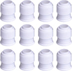 Shappy 12 Pieces Coupler Piping Bag Plastic Standard Couplers Cake Decorating Pipe Tip for Frosting Icing Nozzles (1.2 x 1 Inch)