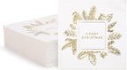 100 Pack of Paper Cocktail Napkins with Gold design，Formal Dinner, Anniversary, Merry Christmas, Guestrooms, Restrooms(5 x 5 in，3-ply) (Gold MC)