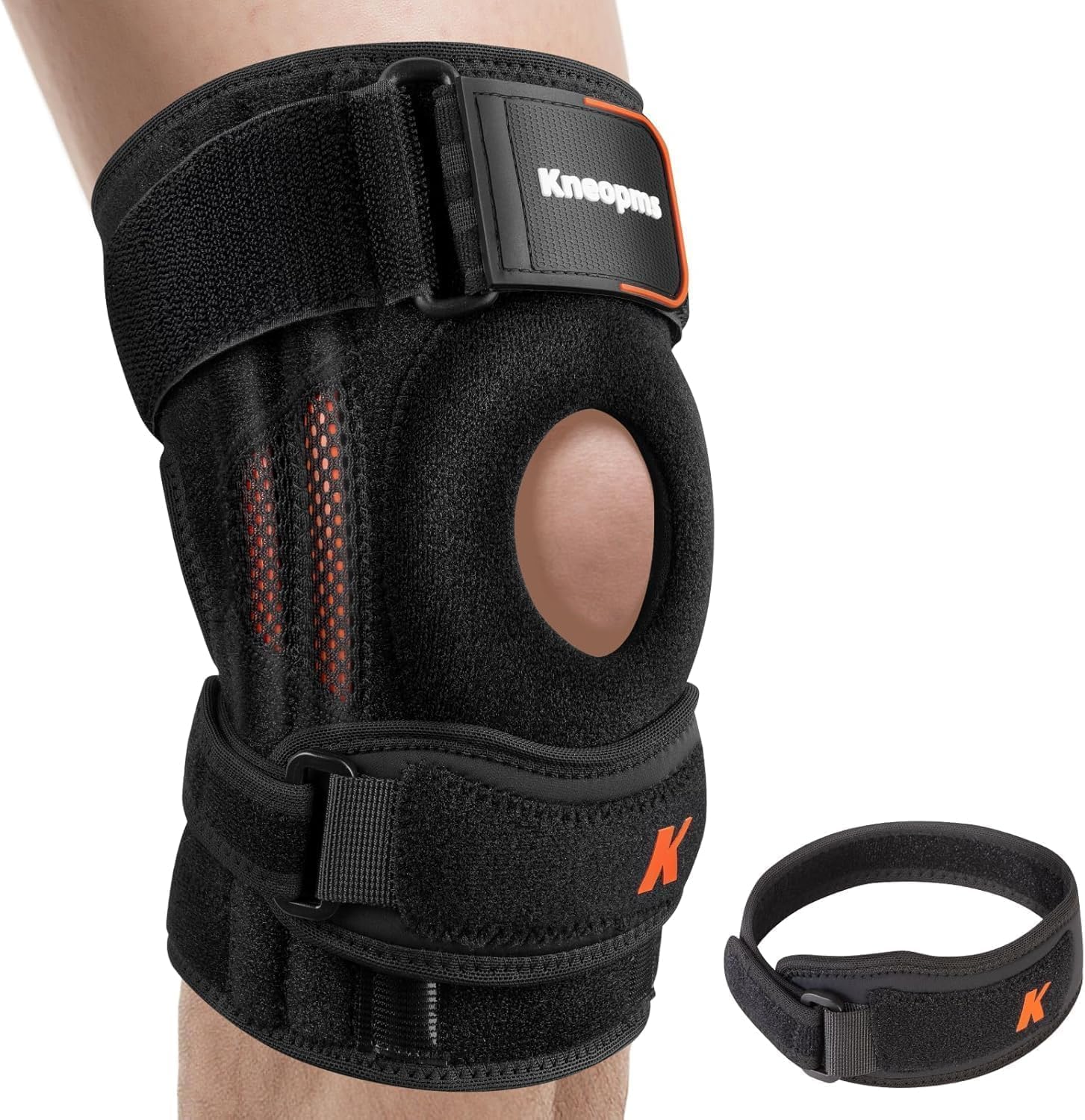 Enhanced Version Professional Knee Brace for Pain Relief,2-in-1 Adjustable Knee Support with Patella Pad & Side Stabilizers, Compression Knee Sleeve for Meniscus Tear, ACL, Joint Pain, Runner, Workout-Men & Women(L)