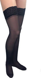 ITA-MED Sheer Thigh Highs Compression (20-22 mmHg), Black, Small, 3 Count