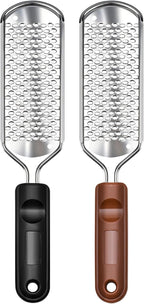 2 Pcs Foot Files Callus Remover, Stainless Steel Professional Pedicure Foot Rasp Scrubber Foot Care Tools to Removes Hard Skin Corns for Dry and Wet Fee