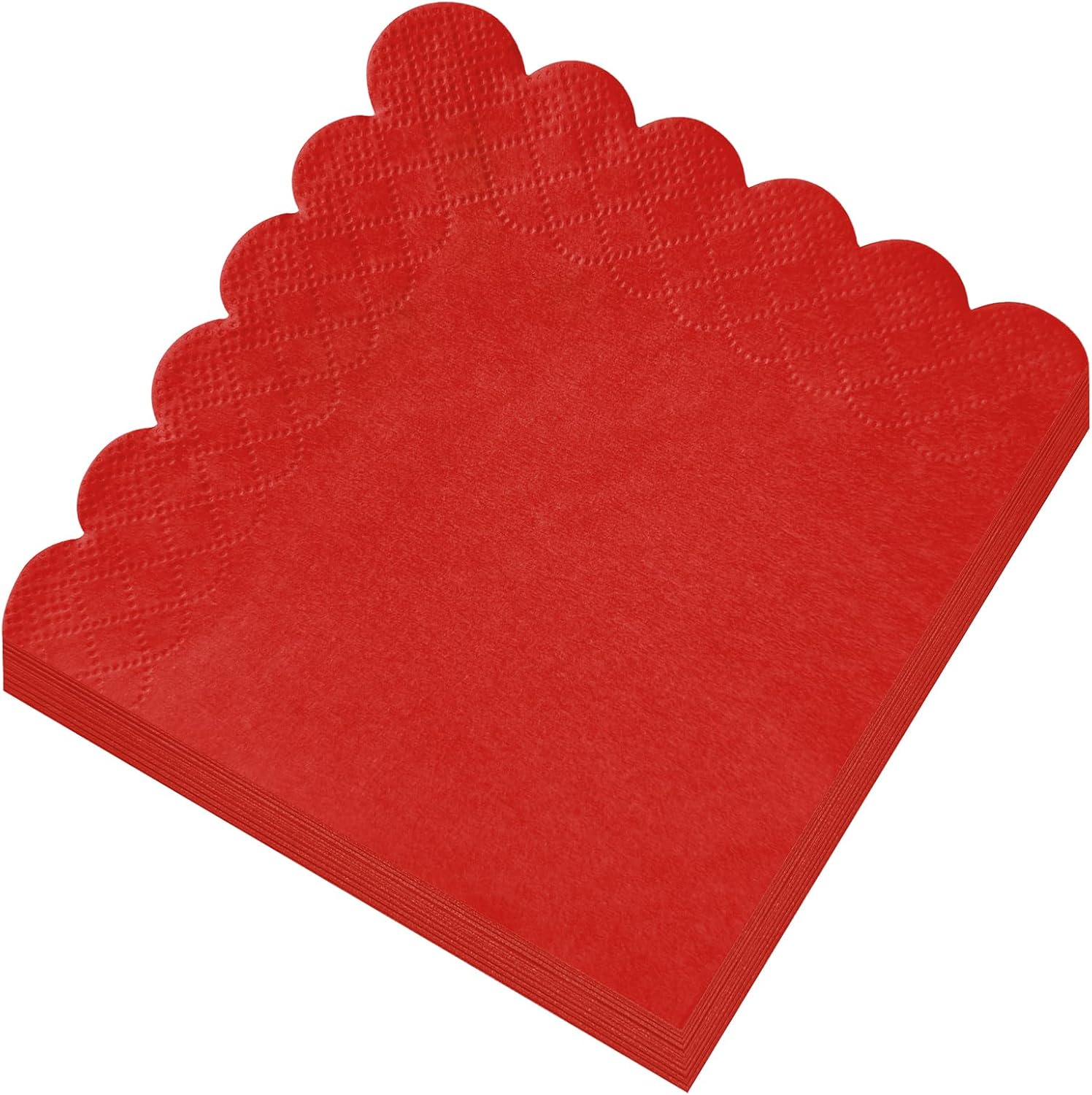 120 Pcs Red Scalloped Cocktail Napkins,2-Ply Red Disposable Beverage Party Napkins for Dinner Wedding Birthday Baby Shower