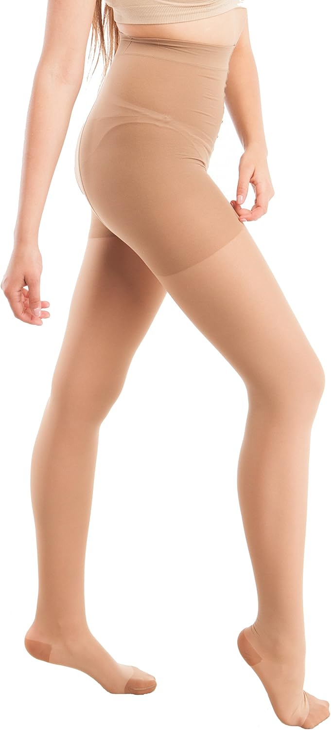 GABRIALLA Sheer Pantyhose, Compression (20-22 mmHg) Beige, Petite