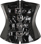 bslingerie Womens PVC Leather Underbust Waist Training Body Shaper Bustier Corset Top