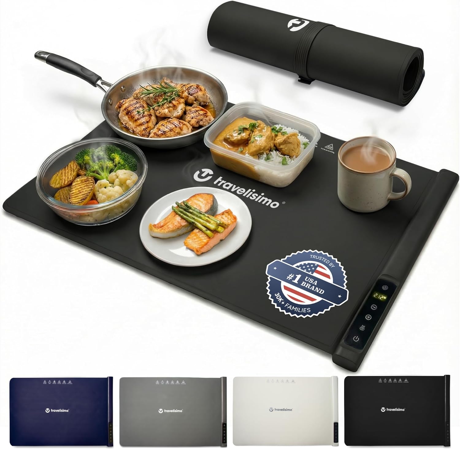 TRAVELISIMO Warming Mat for Food, 24x16in Warming Trays For Buffets Party & Family Dinners - Food Warming Mat keeps Meals Warm & ready to Serve, Electric Warming Tray With Elegant Design For any Table