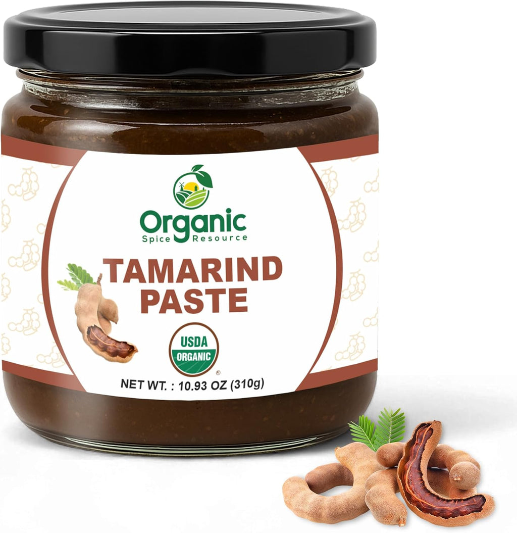 Organic Tamarind Paste, 100% Pure Tamarind Purée (No Additives) | USDA Organic, Non-GMO | 10.93 oz Glass Jar | Smooth, Tangy & Authentic | For Pad Thai, Chutneys, Curries, Sauces & Marinades | Product of India by OSR