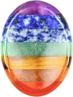 Erliway 1.77" Thumb Worry Stone for Anxiety, Natural 7 Chakra Crystals Worry Stone, Healing Crystals Oval Pocket Palm Stone for Stress Relief Meditation Therapy Geometry Home Decorations