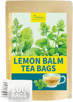 TeeLux Lemon Balm Tea Bags, Pure & Natural Lemon Balm Herbal Tea, Lemony & Citrusy Flavor, Caffeine Free, 100 Count