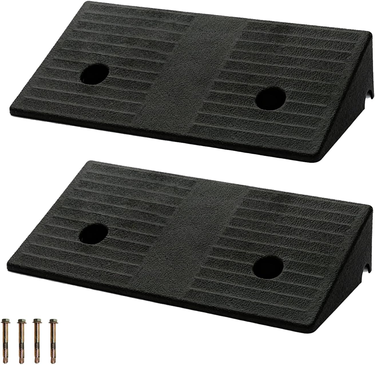 Curb Ramp 3 inch Rise Curb Ramps for Sidewalks Rubber 2 Pcs Driveway Ramps for Low Cars Curb Ramps for Driveway,Shed,Wheelchair 7000lbs Powersport Loading
