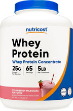 Nutricost Whey Protein Concentrate (Strawberry Milkshake) 5LBS - Gluten Free & GMO Free