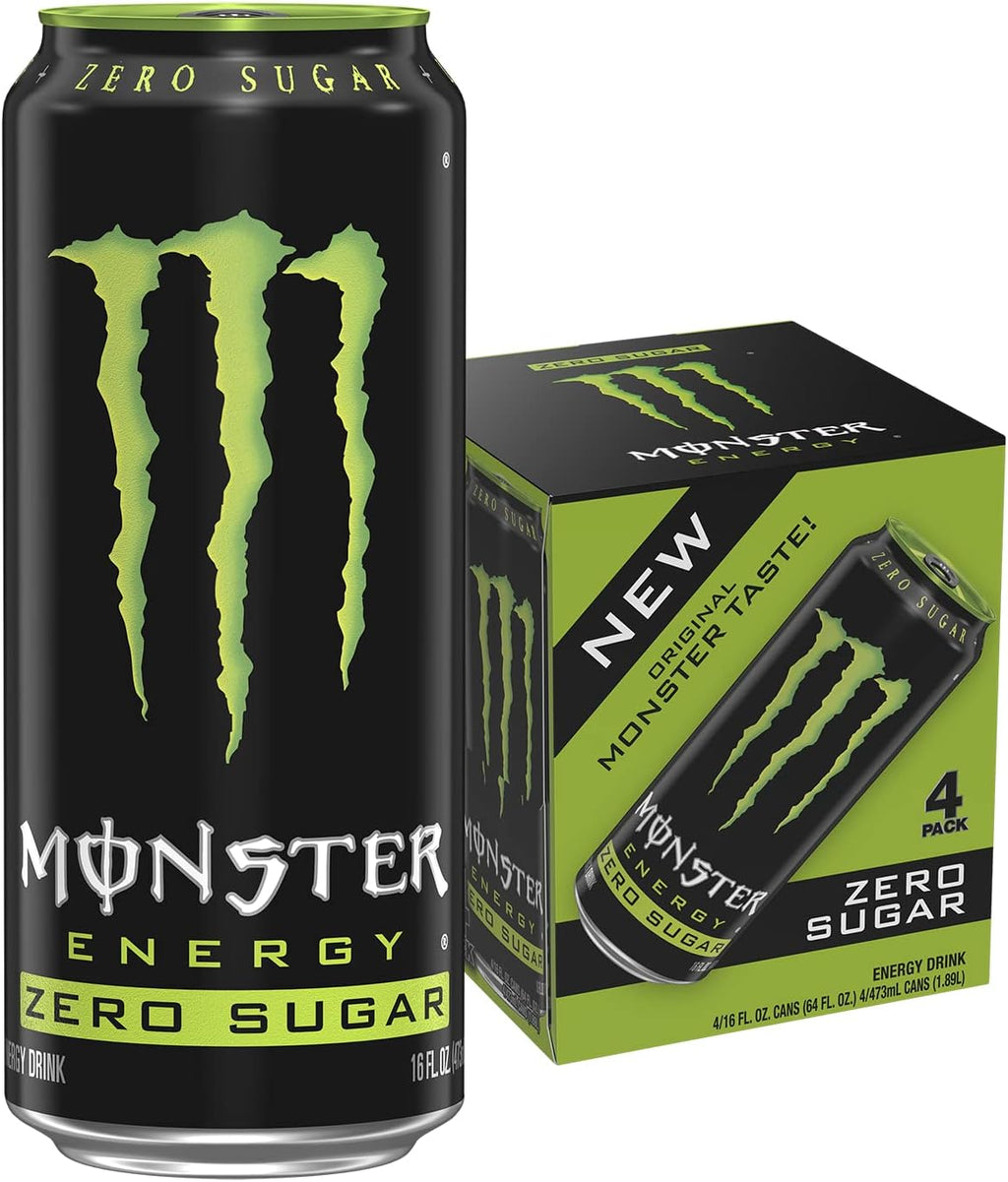 Monster Energy Zero Sugar, Low Calorie Energy Drink, 16 Ounce, 4 Pack