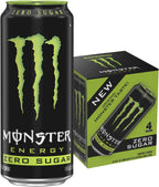 Monster Energy Zero Sugar, Low Calorie Energy Drink, 16 Ounce, 4 Pack