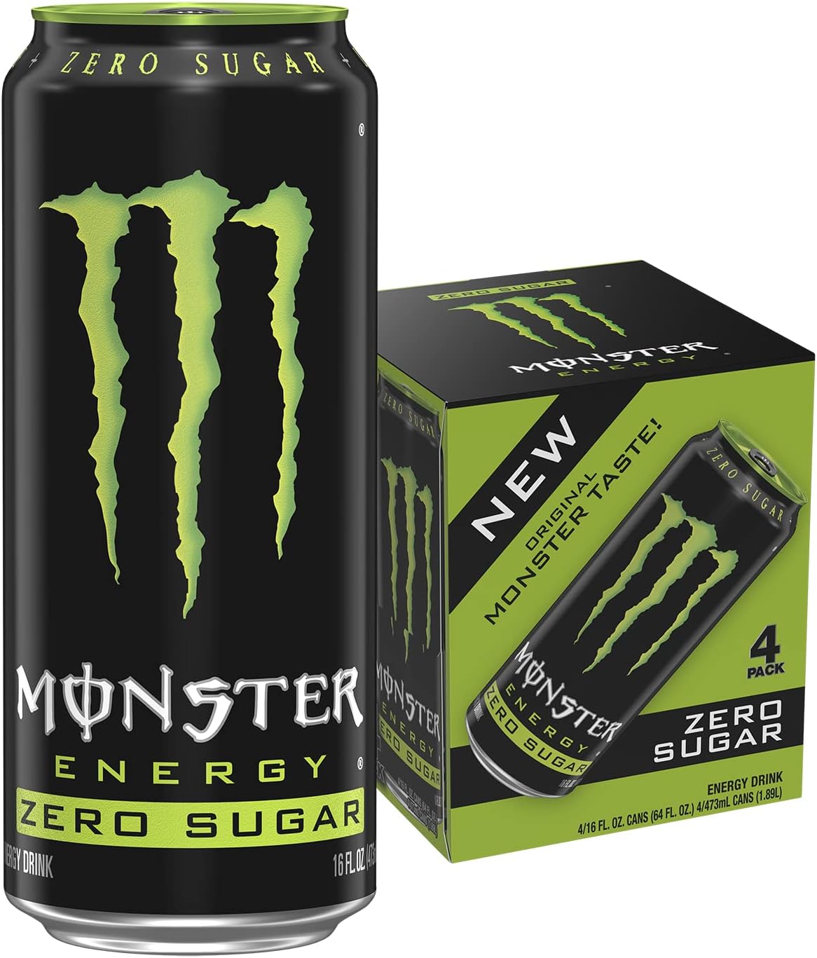 Monster Energy Zero Sugar, Low Calorie Energy Drink, 16 Ounce, 4 Pack