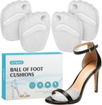 KTSAY Metatarsal Pads Women, Gel Ball of Foot Cushions for Pain Relief in Shoes, Non-Slip Heel Inserts, One Size Fits All (2 Pair, Clear)
