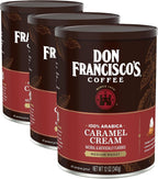 Don Francisco's Caramel Cream Ground Flavored Coffee: Rich, Aromatic 100% Arabica Beans - Expertly Roasted for a Delightful Morning Brew (3 x 12 oz Cans)