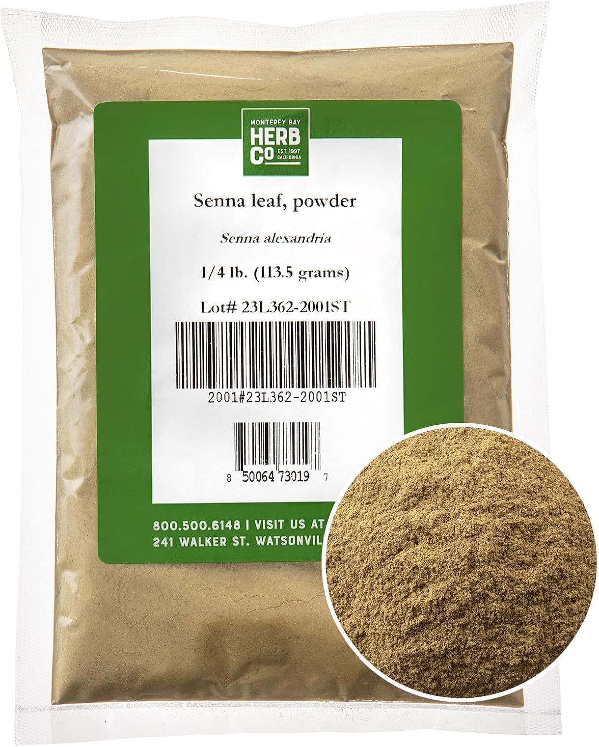 Senna Leaf Powder, by Herb Co, Premium Senna Alexandrina for Teas, Tinctures & Capsules, 1/4 lb