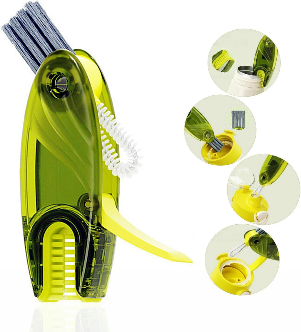 4 in 1 Cup Lid Cleaning Brush Set Multifunctional Bottle Brush Cleaner Tiny Bottle Cup Lid Brush Straw Cleaner Tools Mini Silicone Bottle Cup-Holder Cleaner with Hook Remover 1pc Bright Green