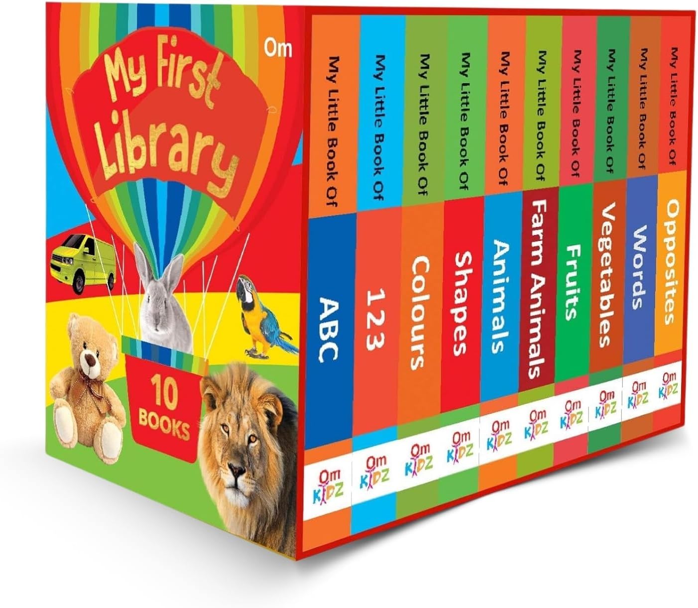 My First Library – Box Set of 10 Board Books for Babies & Toddlers (Ages 1–3) | Early Learning ABC, Numbers, Colors, Shapes, Animals & More | Illustrated Educational Gift Set for Kids & Preschoolers
