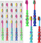 Newday 100 Pack Kids Toothbrush Bulk Soft Bristles Toddler Cute Toothbrush with Suction Cup, Includes Travel Covers, Individually Wrapped Toothbrushes for Kid Home School Daycare Camp (Candy)