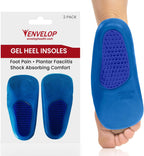 Envelop Gel Insoles for Men and Women - Shoe Heel Orthotics for Running, Hiking - Heel Cup Cushion Half Inserts - Reduce Foot Pain from Plantar Fasciitis, Spurs, Achilles and Arch Issues