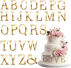 27 Pcs Acrylic Cake Toppers, Gold Cake Letters Topper, DIY Custom Cake Topper, Personalized A-Z Alphabet Decoration for Cake, Name Cupcake Toppers for Wedding Anniversary Baby Shower Birthday Party