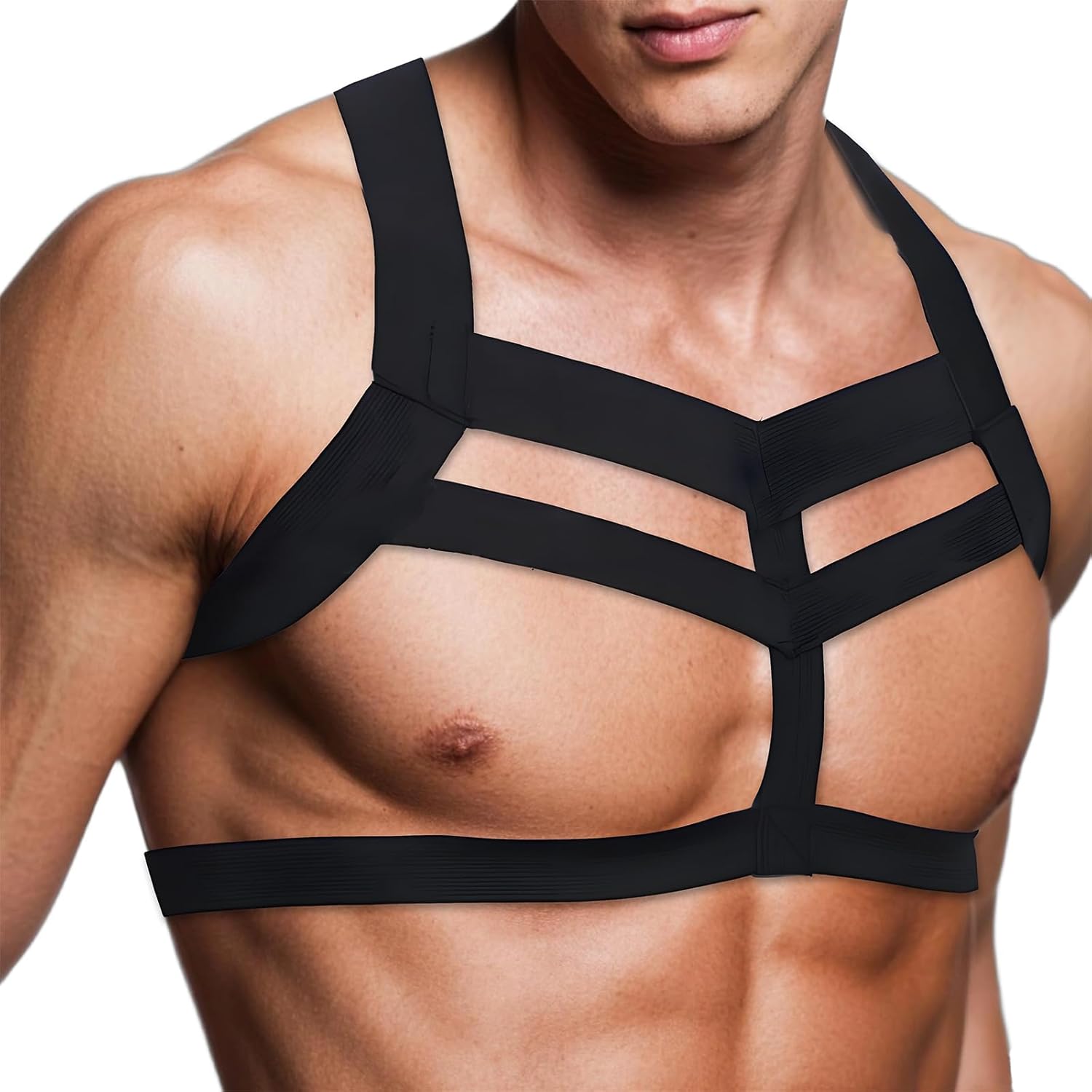 Men's Elastic Harness Belt Costume Body Chest Harness Belt for Men, Shoulder Sexy Punk Body Harness, Adjustable Buckle Clothes Outfits, Nightclub Cosplay Clubwear