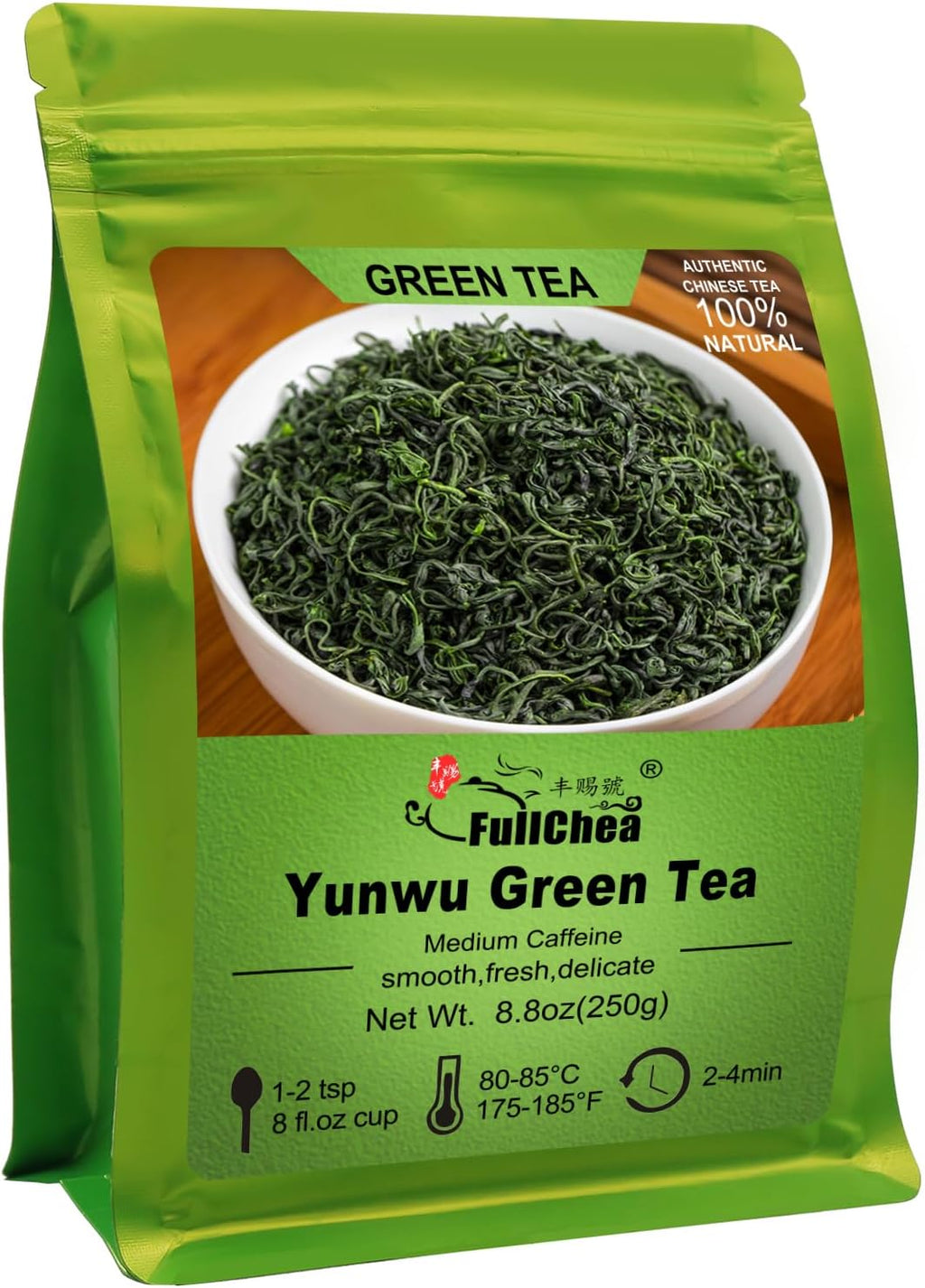 FullChea - Maojian - Chinese Yunwu Green Tea - Green Tea Loose Leaf - Mao Jian Tea - Refreshing Brisk - Improve Focus (8.8oz / 250g)
