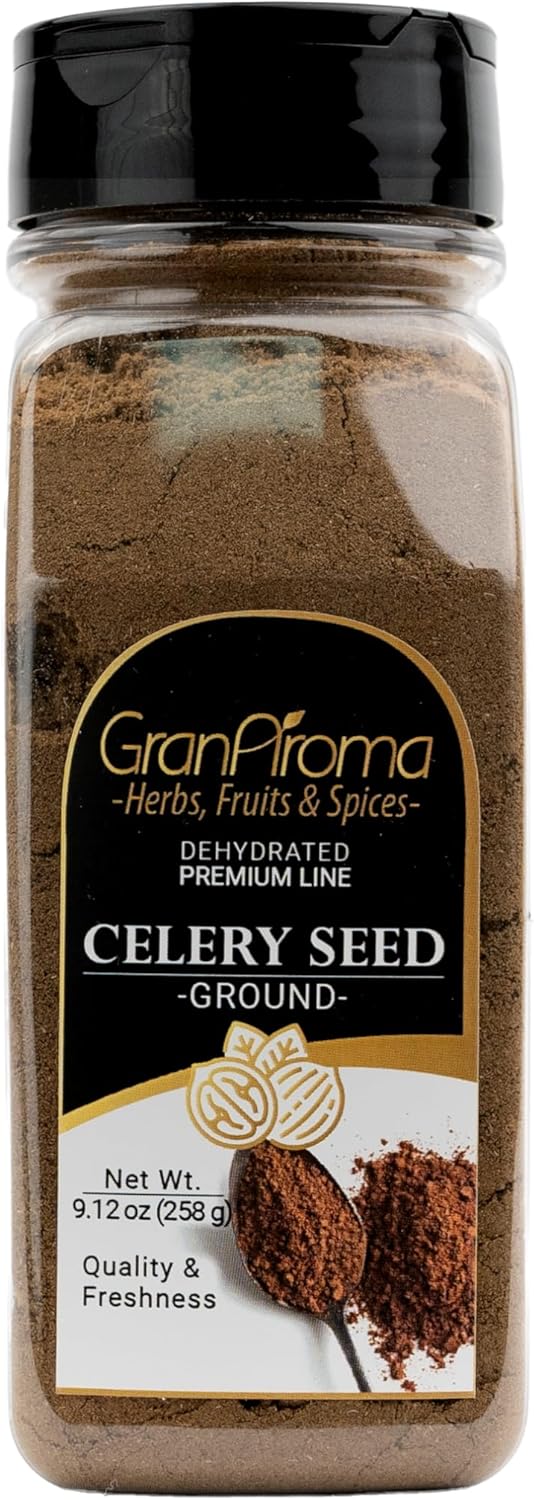 GranAroma Ground Celery Seed, Fresh,Aromatic, Bold, and Flavorful Spice for Cooking & Seasoning (9.12 Ounce)
