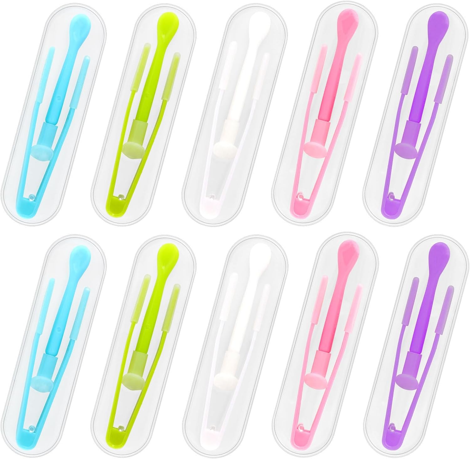 10 Pack Colorful Contact Lens Remover Tool Case Set Portable Tweezer Stick with Soft Tip Insert Set for Hard Soft Lenses