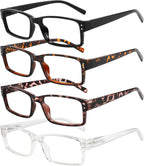Rectangle Reading Glasses for Men and Women with Spring Hinges Clear Lens Readers