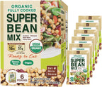 【Eat More Beans】Organic Fully Cooked Super Bean Mix, steamed bean, healthy salad toppings, plant-based protein, vegan, organic, non-GMO, Edamame, Chickpeas, Black Beans, Kidney Beans (5oz, 6packs)