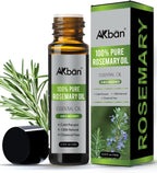 AKBAN 100% Pure Rosemary Oil for Skin Care, Hair, Face, Nail and Diffuser, Undiluted Rosemary Essential Oil, Premium Aromatherapy Oil - 10 ML(0.34 fl oz)