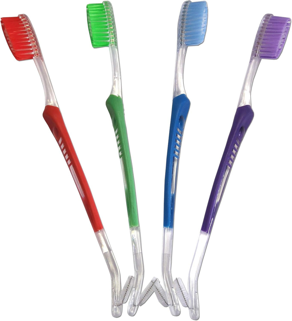 Orthodontic Toothbrush V-Trim Double-Ended Brush with Interproximal Head for Cleaning Ortho Braces, 4 Count (Pack of 1)