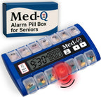 Med-Q Digital Pill Box with Alarms – Pill Organizer with Flashing Lights & Beeping Reminders – Monthly Pill Dispenser for Seniors, Dementia, Alzheimer’s, Medication & Vitamin Management
