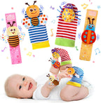Baby Wrist Rattle Socks and Foot Finder Set Baby Rattles Toys for 0-12 Month, Infant Girl Boy Toys for Babies 3-6 Months, Newborn Hand & Foot Toys for 0 to 9 Months, Baby Easter Gifts
