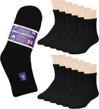 Falari 12-Pack Diabetic Socks Quarter Ankle Unisex Physicians Approved Socks (10-13, Black)