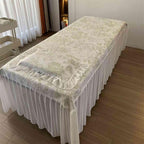 Massage Table Skirt with Hole,Beauty Massage Table Cover,Thickened Massage Linens, Massage Fitted Sheet, Massage Face Rest Cover with Hole,Sutiable for 75"X31.5" (Green)