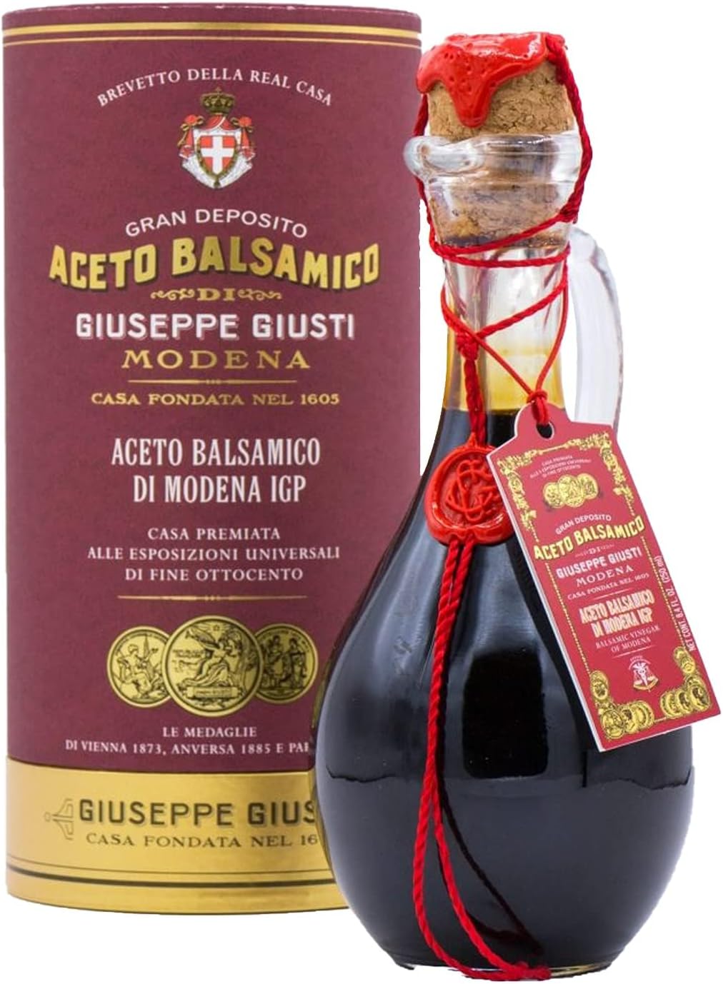 Giusti Italian Balsamic Vinegar of Modena IGP – 3 Gold Medals Thick, Rich & Balanced Aceto Balsamico di Modena, Matured in Traditional Casks, Gourmet Gift in a Luxurious Box – 8.45 fl oz (250 ml)