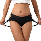 Black Strapon Strapless O-ring Boxer Briefs breathable panties-Strap On Dildo Harness