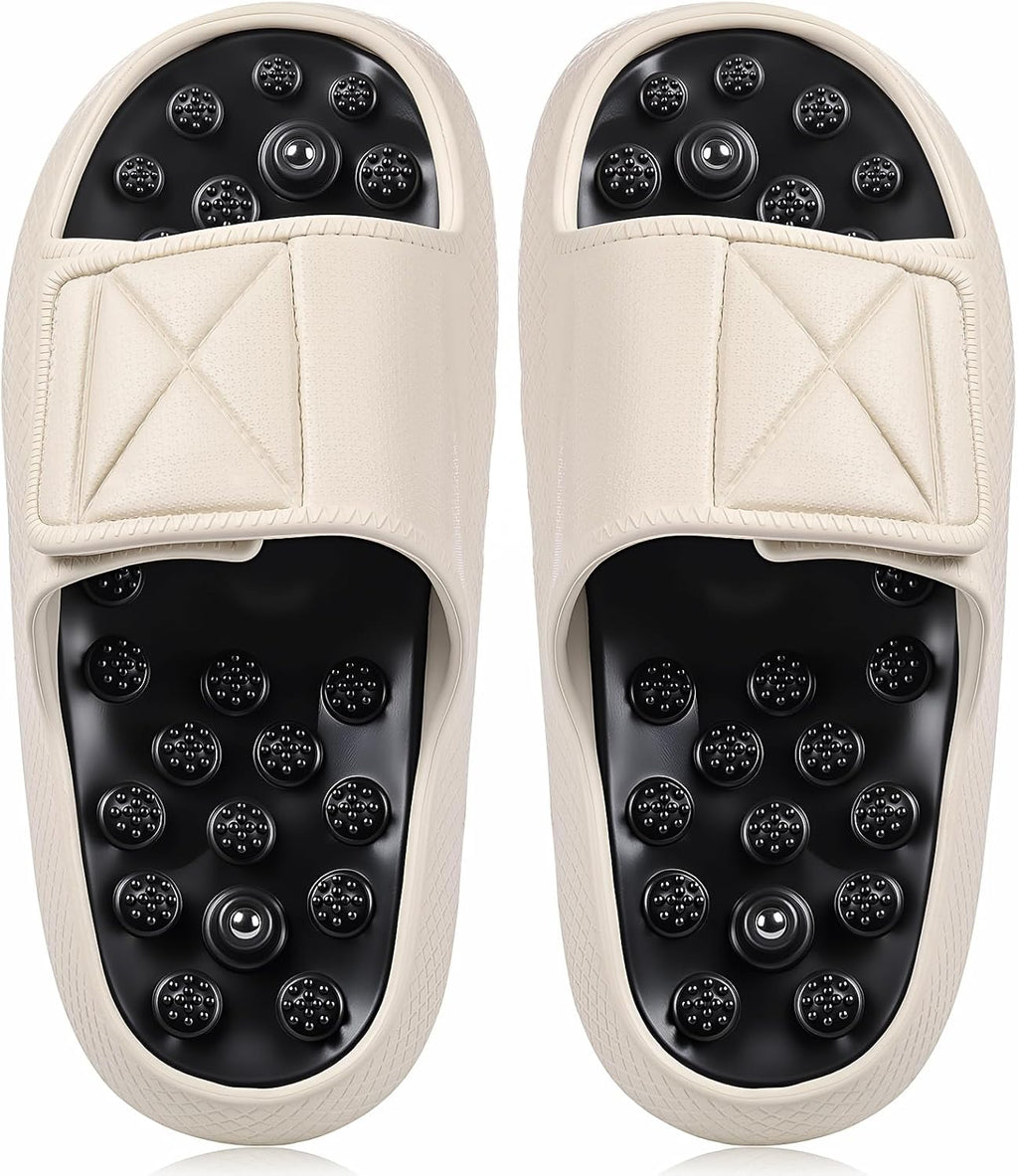 Magnetic Acupressure Slippers Massage Slippers Acupressure Foot Shoes Reflexology Sandals Gift for Men Women Reduce Feet Neuropathy Pain Relief(Us Women 8.5-9.5/ Men 6.5-7.5,White)