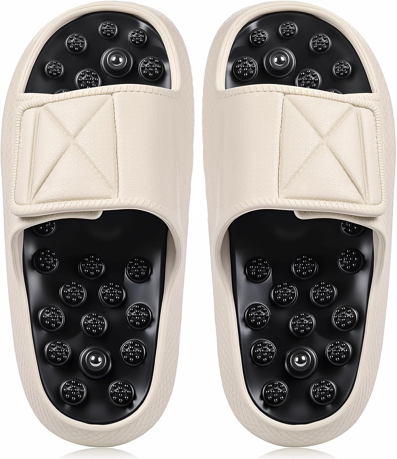 Magnetic Acupressure Slippers Massage Slippers Acupressure Foot Shoes Reflexology Sandals Gift for Men Women Reduce Feet Neuropathy Pain Relief(Us Women 8.5-9.5/ Men 6.5-7.5,White)