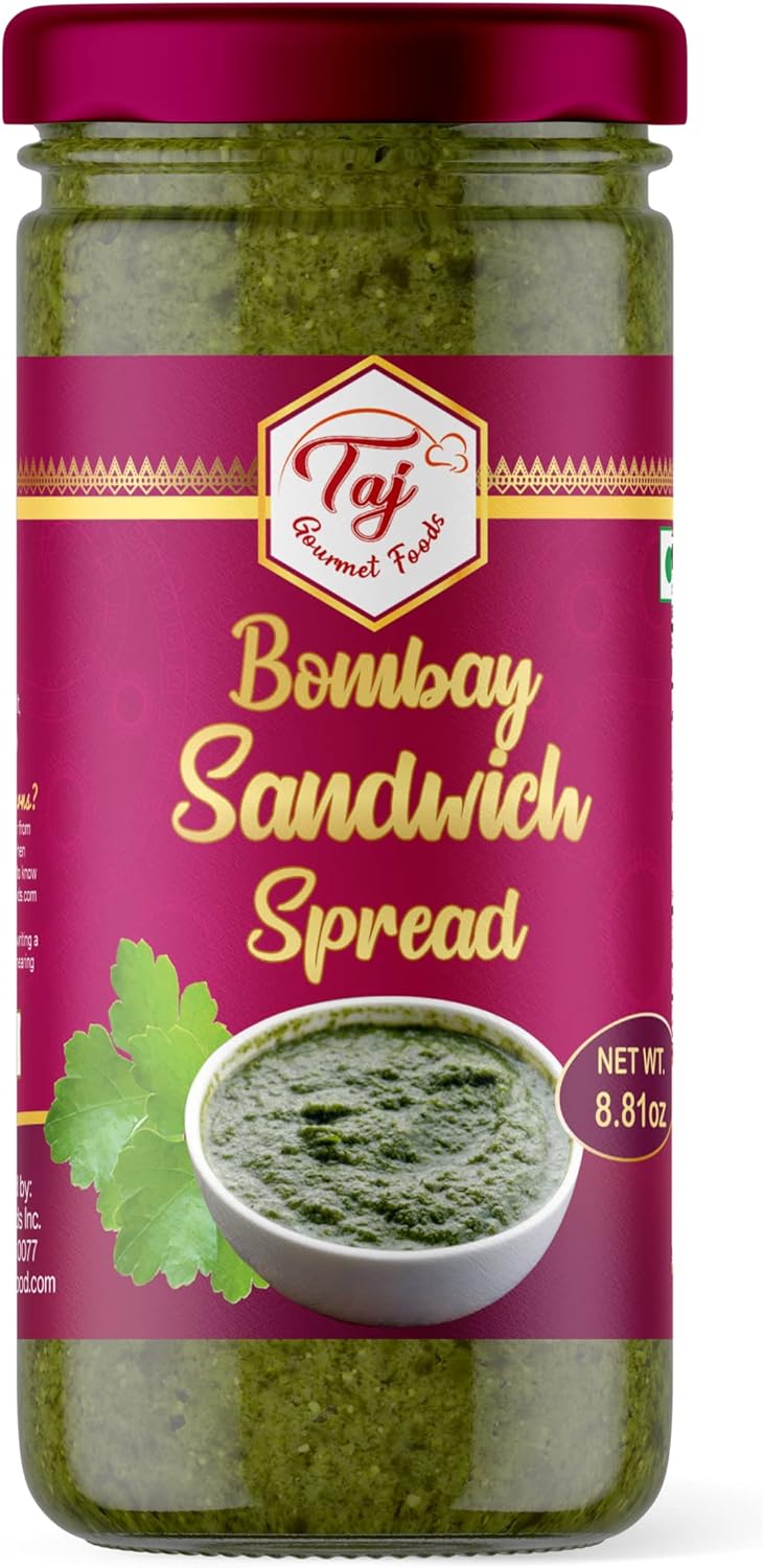 TAJ Bombay Sandwich Spread, Fresh Green Chutney with Mint & Coriander Mix for Dip, Cooking Sauce, Marinade, 8.8oz (250g)