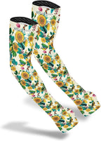 FARMER'S DEFENSE Gardening Arm Sleeves|UV Cooling Protective Sleeve Women & Men|Anti-Scratch Cover Sun UPF Outdoor Protection - Garden Flowers- L/XL