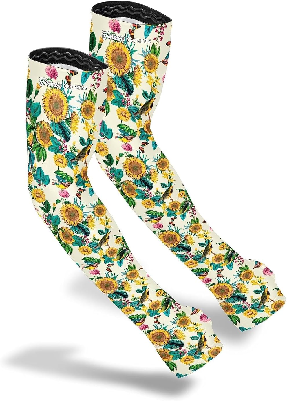 FARMER'S DEFENSE Gardening Arm Sleeves|UV Cooling Protective Sleeve Women & Men|Anti-Scratch Cover Sun UPF Outdoor Protection - Garden Flowers- L/XL