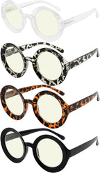 Eyekepper 4-pack Reading Glasses Blue Light Blocking Women Oversized Round Computer Readers